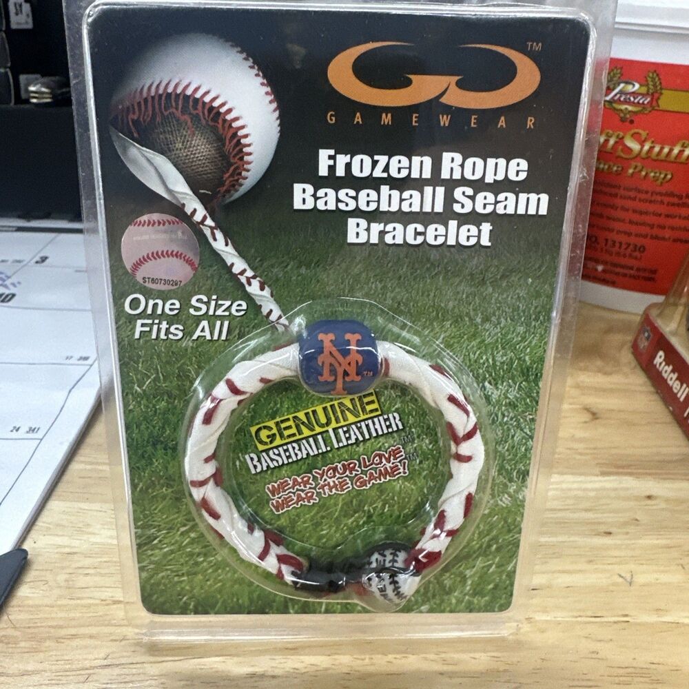 NEW YORK METS Gamewear Frozen Rope Baseball Seam Leather Bracelet  MLB New